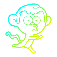 Fototapeta premium cold gradient line drawing cartoon hooting monkey