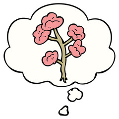 cartoon flowers and thought bubble