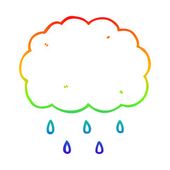 rainbow gradient line drawing cartoon cloud raining