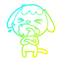 cold gradient line drawing cute cartoon dog