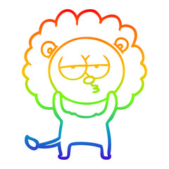 rainbow gradient line drawing cartoon bored lion