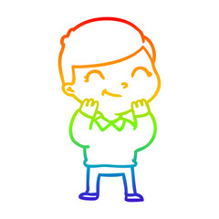 rainbow gradient line drawing cartoon boy smiling