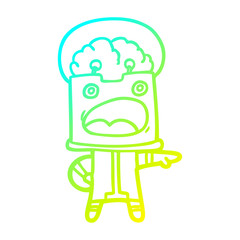 cold gradient line drawing cartoon robot