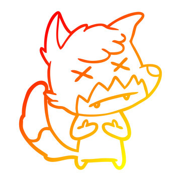recommend clip art: warm gradient line drawing cartoon cross eyed fox