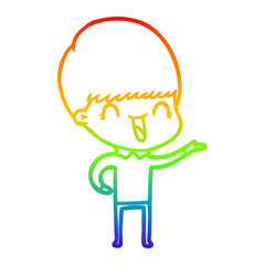 Fototapeta na wymiar rainbow gradient line drawing happy cartoon boy