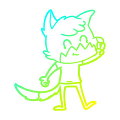 cold gradient line drawing cartoon friendly fox