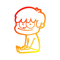 warm gradient line drawing happy cartoon man
