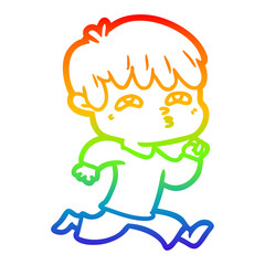 rainbow gradient line drawing cartoon man confused