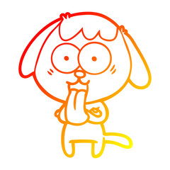 warm gradient line drawing cute cartoon dog
