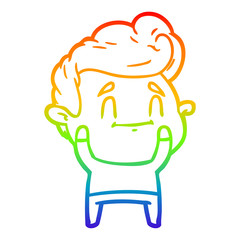 rainbow gradient line drawing happy cartoon man