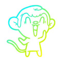 cold gradient line drawing cartoon laughing monkey