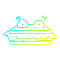 cold gradient line drawing sandwich cartoon character