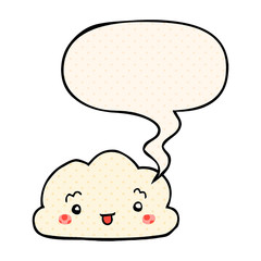 cartoon cloud and speech bubble in comic book style