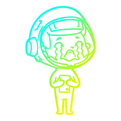 cold gradient line drawing cartoon crying astronaut