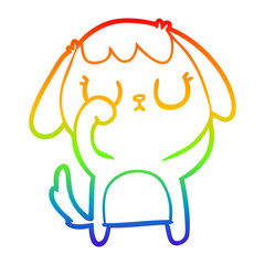rainbow gradient line drawing cute cartoon dog