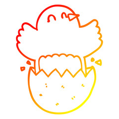 warm gradient line drawing cartoon hatching chicken