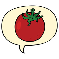 cartoon fresh tomato and speech bubble