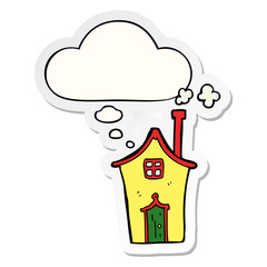 cartoon house and thought bubble as a printed sticker