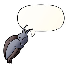 cute cartoon beetle and speech bubble in smooth gradient style
