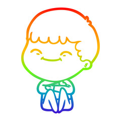 rainbow gradient line drawing cartoon smiling boy