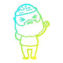 cold gradient line drawing cartoon man with beard