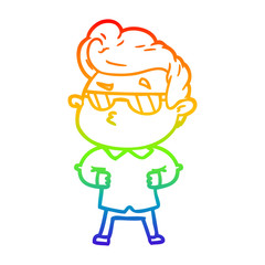 rainbow gradient line drawing cartoon cool guy