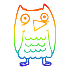 rainbow gradient line drawing funny cartoon owl