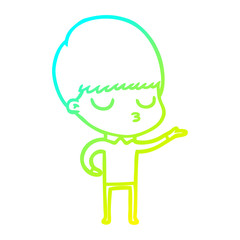 cold gradient line drawing cartoon calm boy
