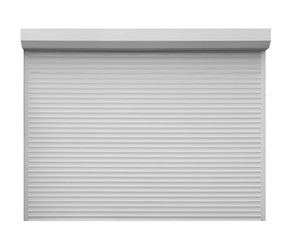 Modern garage roller shutter door on white background