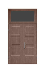 Modern external metal door on white background