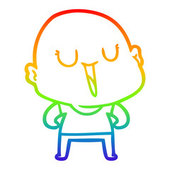 rainbow gradient line drawing happy cartoon bald man