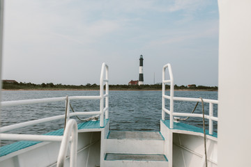 Fire Island Lighthouse, New York seen from a water taxi