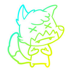 cold gradient line drawing cartoon cross eyed fox