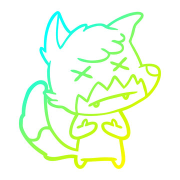 recommend clip art: cold gradient line drawing cartoon cross eyed fox
