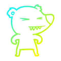 cold gradient line drawing angry polar bear cartoon