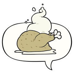 cartoon whole cooked chicken and speech bubble