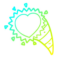 cold gradient line drawing cartoon love heart symbol