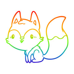 rainbow gradient line drawing cute fox