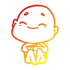 warm gradient line drawing happy cartoon bald man