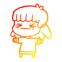 warm gradient line drawing cartoon woman