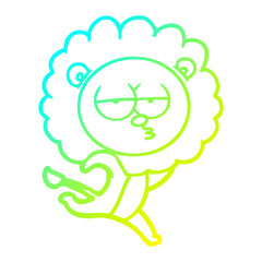 cold gradient line drawing cartoon running lion