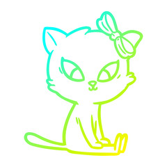 cold gradient line drawing cartoon cat