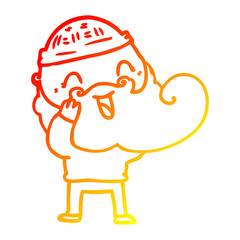 warm gradient line drawing happy bearded man