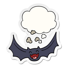 cartoon bat and thought bubble as a printed sticker