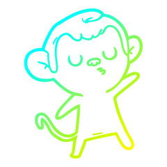 cold gradient line drawing cartoon monkey