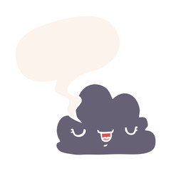 cute cartoon cloud and speech bubble in retro style