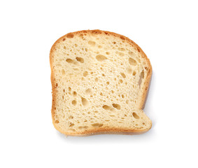 Slice of wheat bread isolated on white, top view