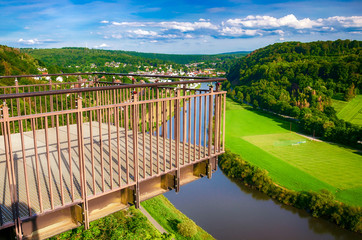 Aussichtspunkt über dem Wesertal bei Bad Karlshafen, Niedersachsen