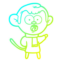 cold gradient line drawing cartoon shocked monkey