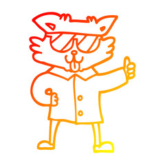 warm gradient line drawing cartoon cool cat